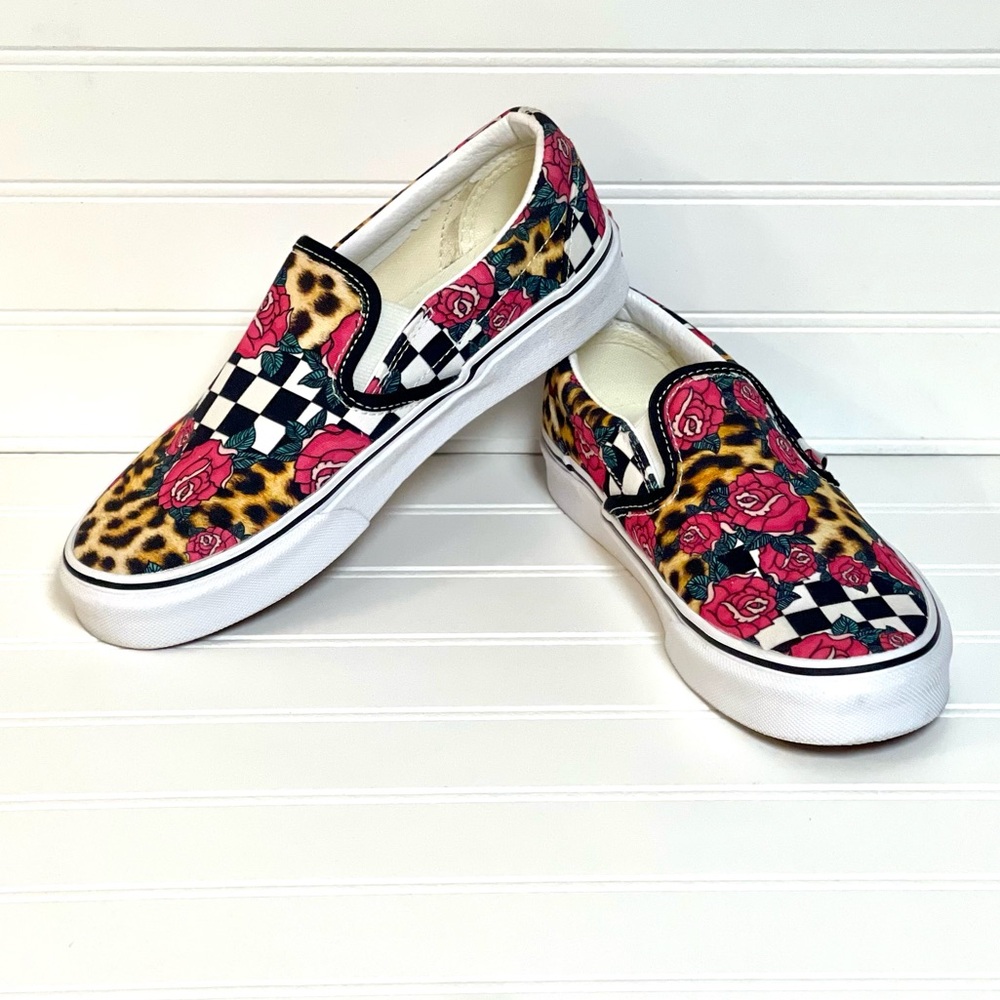 Vans Classic Slip On - Rose, Animal & Checkerboard Pattern